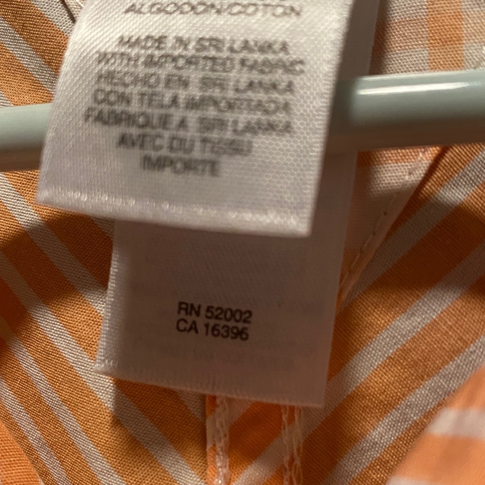 Villager Liz Claiborne Top 14 Peach Stripe Sleeveless Button Down Cotton Classic - Picture 3 of 6